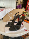 Pre Loved Christian Louboutin Emilie black glitter sandals. UK 7 (New)