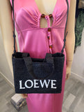 Pre Loved Loewe small black woven raffia x Paula Ibiza tote bag (New)