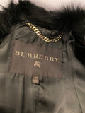 Pre Loved Burberry Black Leather Coat with Fur Trims Size 44 ( Fits Uk10 ) (excellent) .