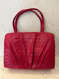 Pre Loved Nancy Gonzalez Flower Appliqué Bag in Cerise Pink Exotic Leather (Excellent)