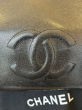 Chanel Deka Coco Mark Large Tote / Travel Bag in black caviar leather