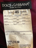 Pre Loved Dolce & Gabbana Burgundy Velvet Dress Crystal Detail size 46 UK 14