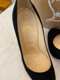 Pre Loved Christian Louboutin Ron Ron 100 Black Suede Pump Heels UK 4