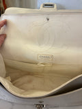 Pre Loved Chanel 2.55 Re-issue flap bag in cream embossed leather with matching purse