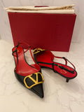 Pre Loved Valentino Garavani Vai Go Logo Kitten Heels Size UK 5.5