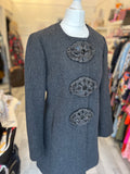 Pre Loved Prada Wool Coat Jewelled Accents size 42 UK10