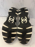 Pre Loved Gents Chanel Black Logo Leather Trainers Size UK 8.5