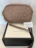 Pre Loved Gucci GG Marmont Matelasse Shoulder/Crossbody Camera Bag in Taupe