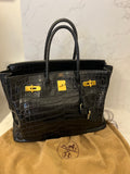 Pre Loved Hermes Birkin 35 in Black Certified Exotic Leather