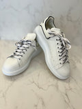 Pre Loved Alexander McQueen Oversized White Trainers with Black Accents UK 6.5
