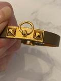 Pre Loved Hermes Mini Rivale Bracelet in Etoupe Leather - NEW