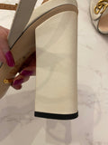 Pre Loved Gucci Marmont White /Cream Leather Block Heeled Sandals UK 8
