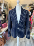 Pre Loved Ralph Lauren Navy Pinstriped Blazer US 8, UK12