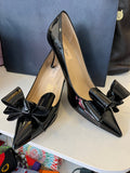 Pre Loved Valentino Garavani Black Patent Bow Heels UK 5.5