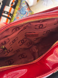 Pre Loved Chanel burgundy chocolate bar quilted patent leather