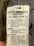 Pre Loved Dolce & Gabbana Grey Wool Knit Coat with Mongolian Lamb Fur Trim size 38 UK 6-8