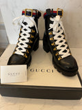 Gucci Sylvie Web ankle boots in black , BOX and dust bag size UK 5