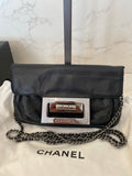 Pre Loved Chanel black Mademoiselle Lock small crossbody bag