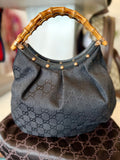 Gucci Vintage GG Canvas Bag with Bamboo Handles