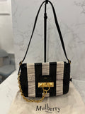 Pre Loved Mulberry Mini Kelley Shoulder Bag with Black & White Ayers Stripes