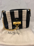 Pre Loved Mulberry Mini Kelley Shoulder Bag with Black & White Ayers Stripes