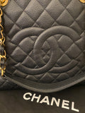 Pre Loved Chanel GST Grand Shopper Tote in Black Caviar Leather