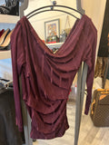 Pre Loved Vivienne Westwood Anglomania Burgundy Asymmetric Top M-L