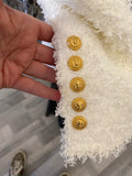 Pre Loved Balmain White Tweed Dress with Gold Buttons - UK 12 -small fit (excellent)