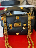 Valentino Garavani Black Leather Roman Stud Bag