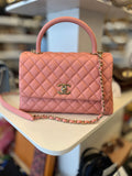 Pre Loved Chanel Coco Top Handle Bag in Pink Caviar Leather (excellent)
