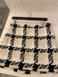 Pre Loved Versace Black, White & Ecru Tweed Skirt Suit Fits UK 8/10