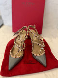 Pre Loved Valentino Garavani Grey Rock Stud Heels UK 3.5