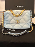 Pre Loved Chanel 19 in Quilted Ombré Blue Denim (new)