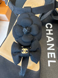 Chanel Camellia & Bow Thong Sandals in Black UK 5.5