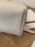 Pre Loved Hermes Toile Interchangeable Her Bag Satchel in Beige Canvas and Tan Leather (pristine - as new ) .