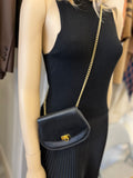 Pre Loved Salvatore Ferragamo Gancini Black Leather Crossbody or Belt Mini Bag on Chain