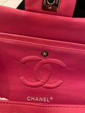 Pre Loved Chanel Classic Double Flap Bag in Cerise Pink Patent Leather