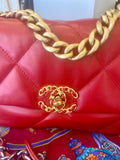 Pre Loved Chanel 19 In Red Calfskin (Excellent)