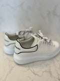 Pre Loved Alexander McQueen Oversized White Trainers with Black Accents UK 6.5