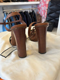 Gucci brown leather and web stripe sandals - Size UK 5