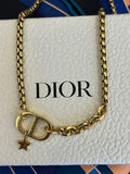 Pre Loved Dior Gold Tone CD & Star Choker Necklace (excellent)