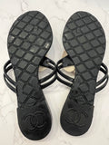 Pre Loved Chanel Black & Cream Camellia Sandals UK 4