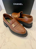 Pre Loved Chanel Brown Quilted Loafers UK 5.5 (excellent)