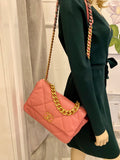 Pre Loved Chanel 19 in Pink Quilted Lambskin Leather - Excellent