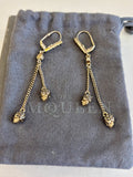 Pre Loved Alexander McQueen Gold Tone & Diamante Skull Drop Earrings - Excellent