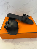 Pre Loved Hermes Oran Buckle Sandal in Black UK 5 (as new)