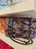 Pre Loved Chanel Flap Bag in Anthracite, Taupe & Bordeaux Matte Sequins (excellent)