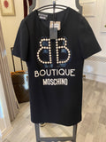 Pre Loved Boutique Moschino Pearl Logo Black Dress UK8 (new)