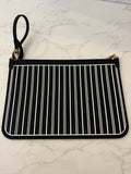 Pre Loved Louis Vuitton Black and White Stripe Neverfull Pouch - Excellent