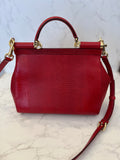 Pre Loved Dolce & Gabbana Sicily Shoulder & Hand Bag in Red with Jewels